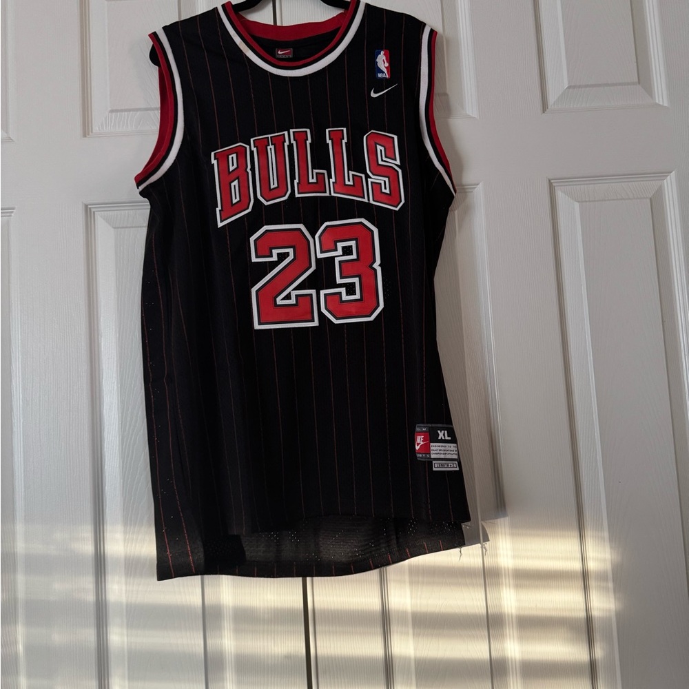 Nike Black and Red Bulls Jersey